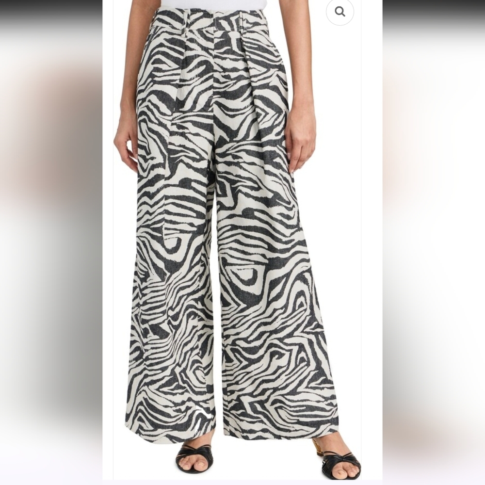 Ulla Johnson Black and White Zebra Wide-Leg Pants